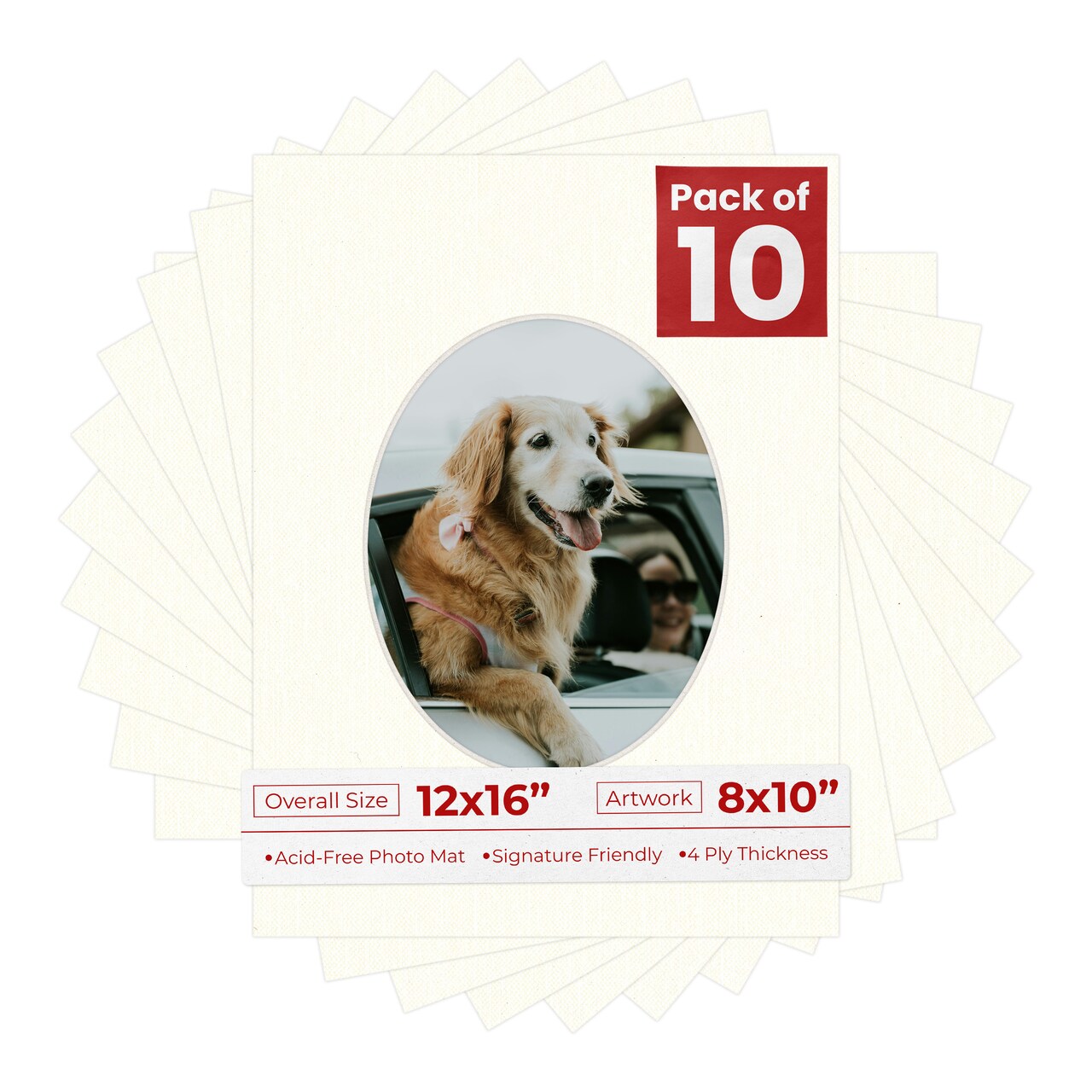 Beige Canvas Mat Board for 12x16 Frames - Oval Opening for 8x10 Photos